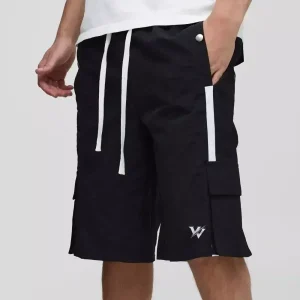 Baggy Long Length Nylon Cargo Shorts