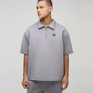 Oversized Short Sleeve Bonded Scuba Polo