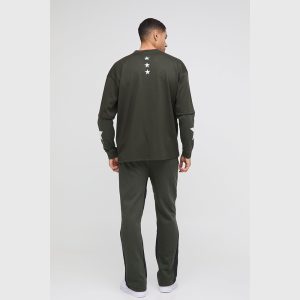 Oversized Mesh Layer Varsity Printed Gusset T-Shirt & Jogger Set