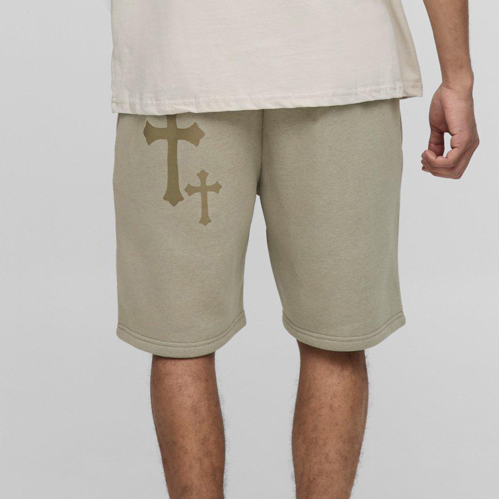 Relaxed Fit Gothic M Cross Print Short - Image 2