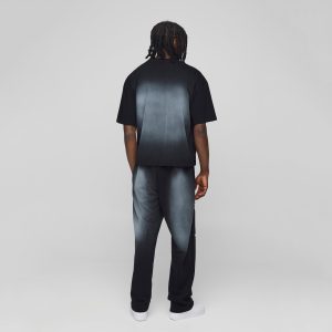 Oversized Man Washed T-Shirt & Jogger Long Set